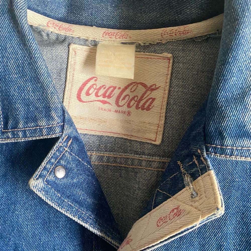 Men’s Coca Cola vintage blue jean jacket with decorative embroidery, size XL